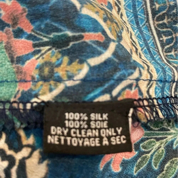 Anthropology TOLANI 100% SILK FLOWY TUNIC MINI DRESS BOHO COASTAL PAISLEY PRINT - Picture 8 of 10